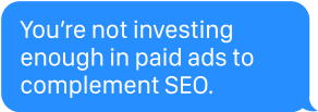 You're not investing enough in paid ads to complement SEO.