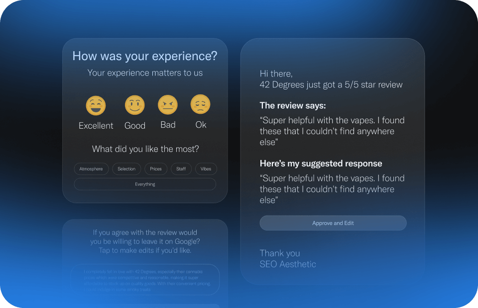 AI-Powered<br class='hidden lg:block' /> Reviews with<br class='hidden lg:block' /> Built-In SEO